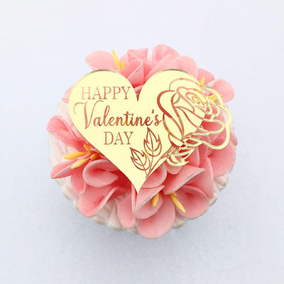 6x I Love You Acrylic Cupcake Toppers Heart shaped Valentines toppers Love Valentine Toppers