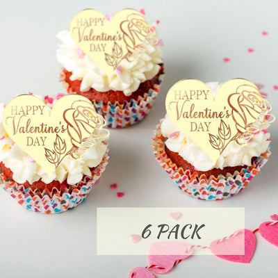 6x I Love You Acrylic Cupcake Toppers Heart shaped Valentines toppers Love Valentine Toppers