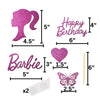 Princess Happy Birthday Cake Toppers Set - Pink Glitter Card Decorations with Head, Girls Happy Birthday Sign, Bamboo Stick, and More - Made in the UK - 9-Piece Bundle for a Magical Celebration