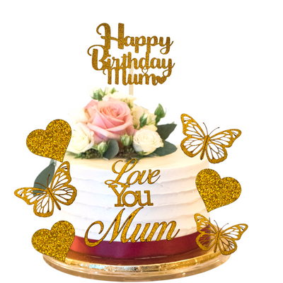 Happy Birthday Mum 9-Piece Cake Topper Set - Perfect for Celebrations!