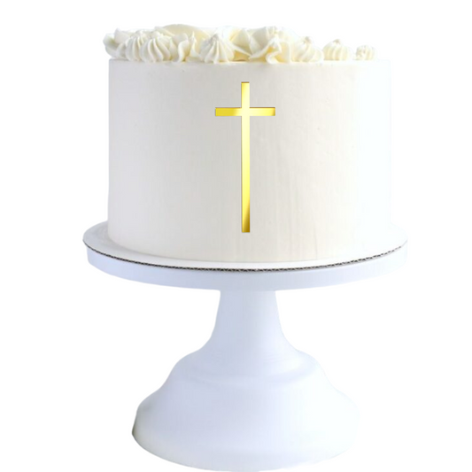 1x Gold Acrylic Mirror Cross Cake Topper