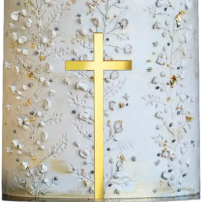 2-Piece Gold Acrylic Mirror Cross Cake Toppers