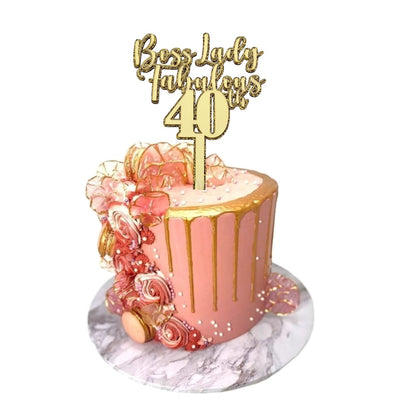 Double Layer Personalised Cake Topper - Mirror Gold Front Layer