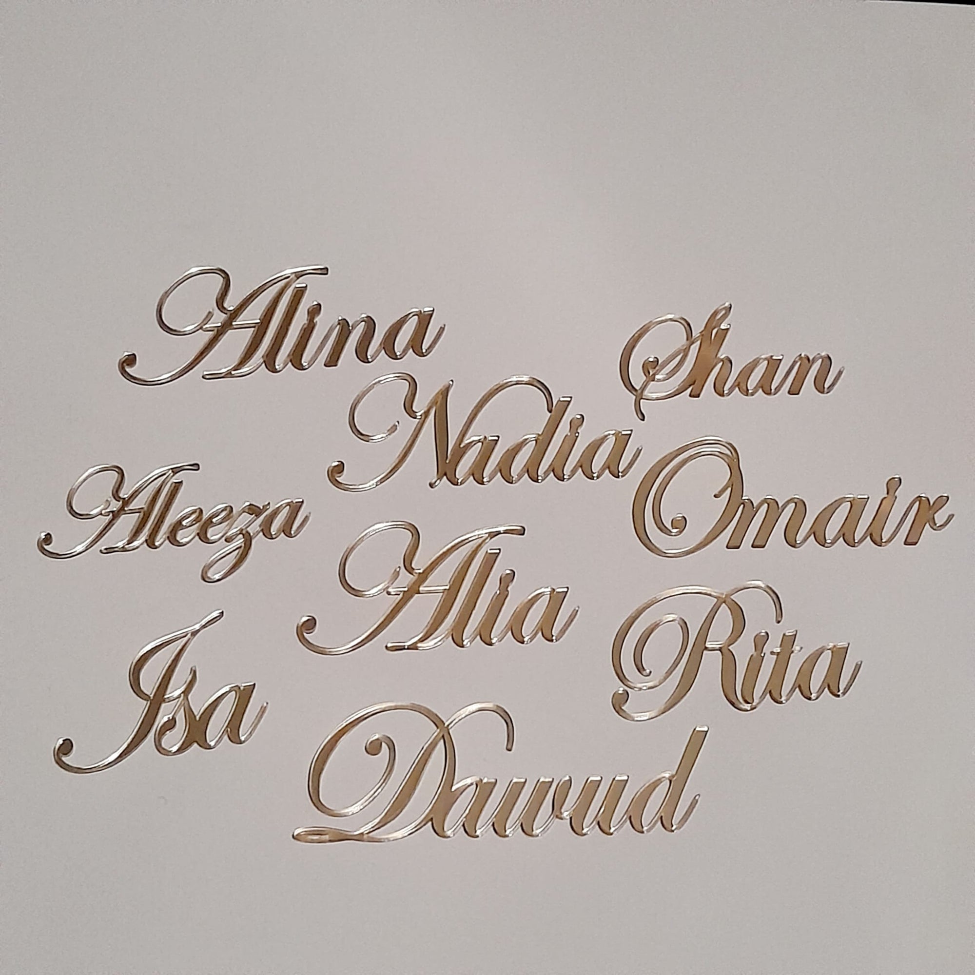 Wedding Place Cards, Laser Cut Names Gold Silver Rose gold Acrylic Place Cards Name Settings Guest Tags Wedding Party Table Signs