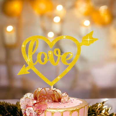 Love Heart  Double Sided Glitter Card Cake