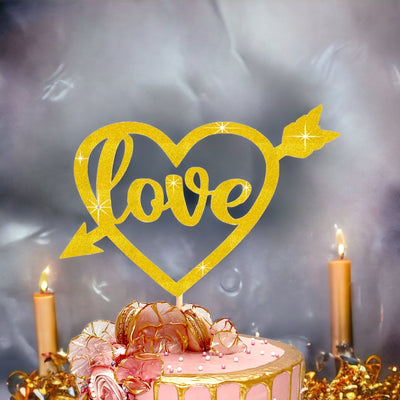 Love Heart  Double Sided Glitter Card Cake