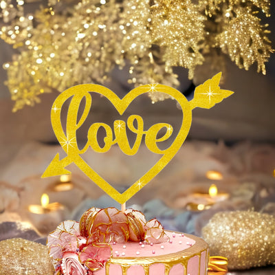 Love Heart  Double Sided Glitter Card Cake