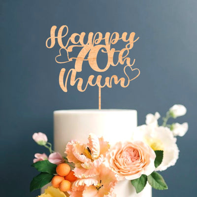 Happy 40th Mum Custom Wooden Cake Topper - (Personalised) by 3 LITTLE DESSERTS