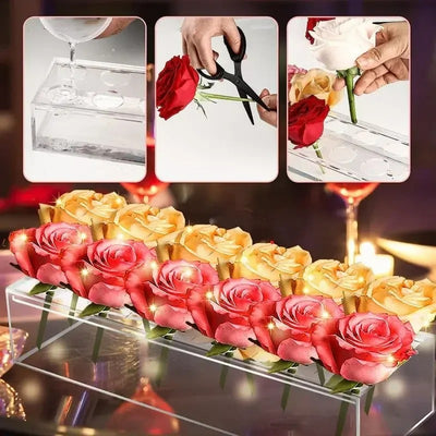 Luxury Rectangular Acrylic Floral Centerpiece Vase