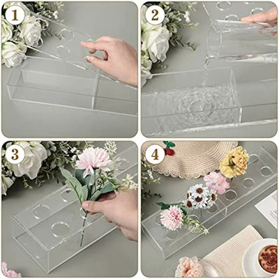 Luxury Rectangular Acrylic Floral Centerpiece Vase